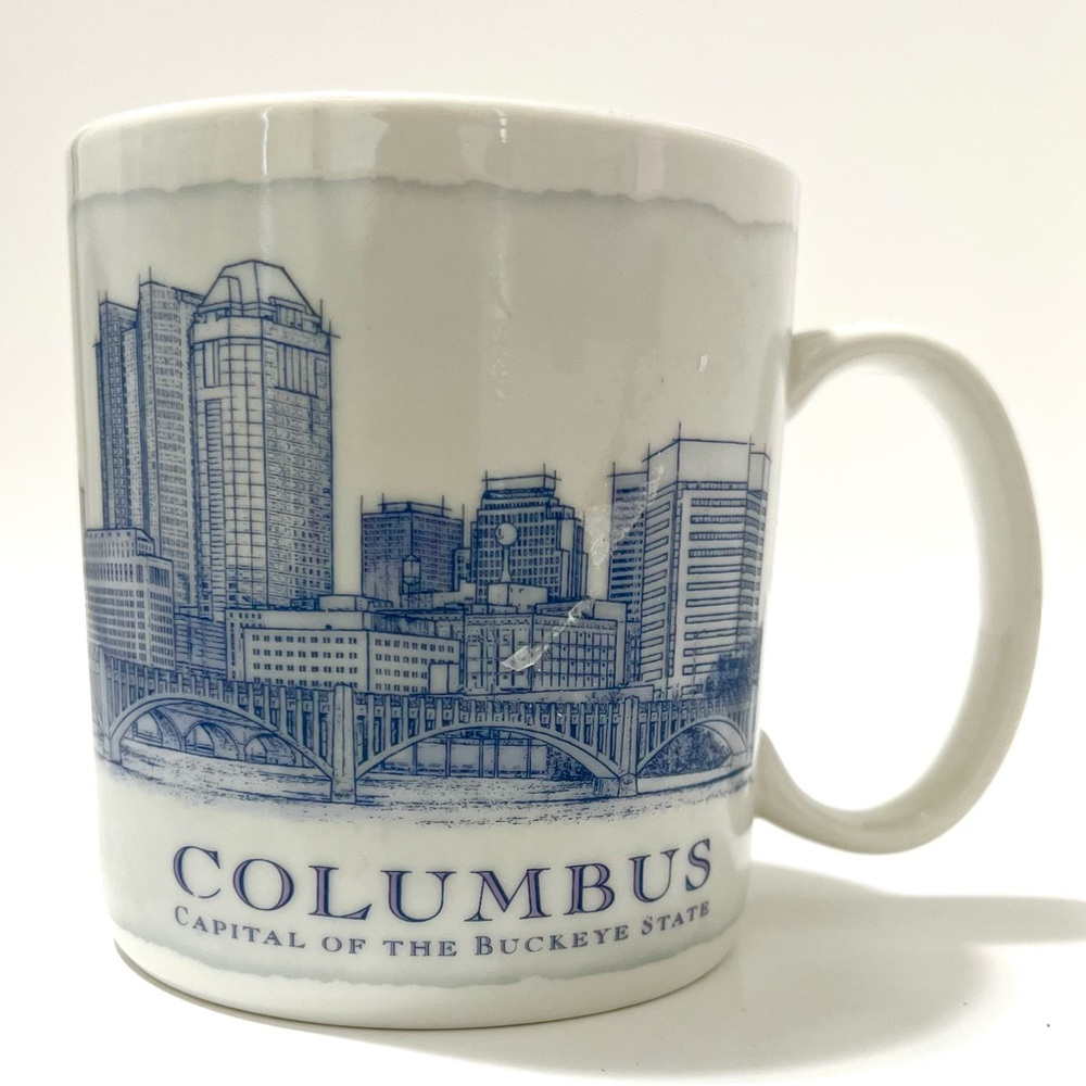 Starbucks Columbus Skyline Mug – Blue & White City Series – Collector Coffee Cup